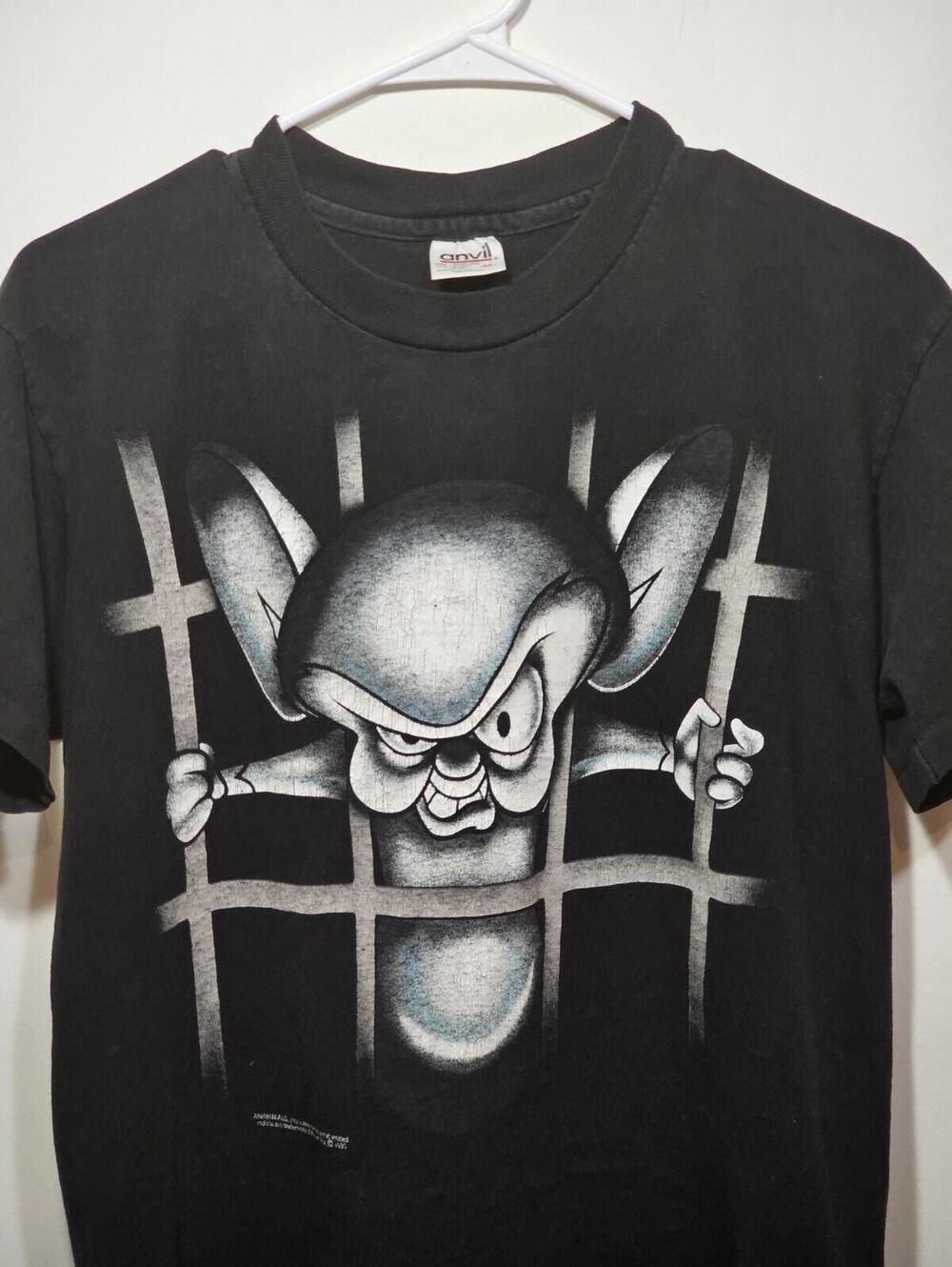 Vintage 1995 Pinky and the Brain Animaniacs T-Shirt Warner Bros Anvil Tag Medium - Picture 2 of 14